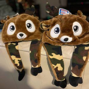 Deer Hats with Camo Style from Fuzzy Wuzzy TWO Hats  NWT